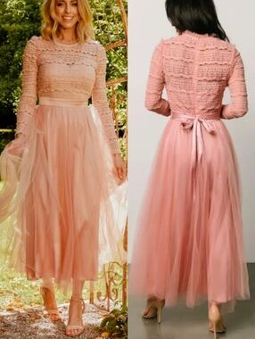 Baltic Born Pink Tulle Lace Lonnie Maxi Dress